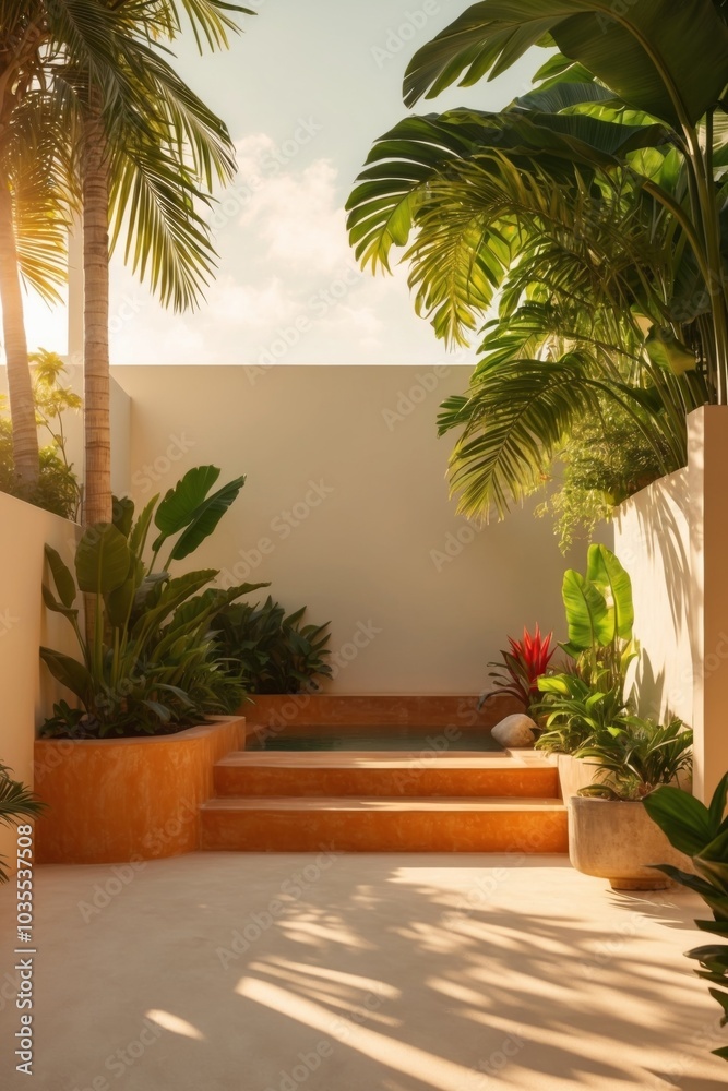 Fototapeta premium Tropical retreat with Sun-soaked corners.