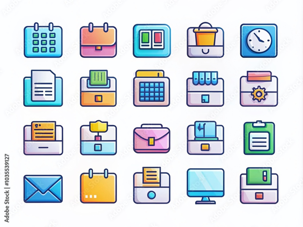 Simple Design Icon Set Bundle for Office and Digital Use - High Depth of Field Visuals Simple Design Icon Set Bundle for Office and Digital Use - High Depth of Field Visuals