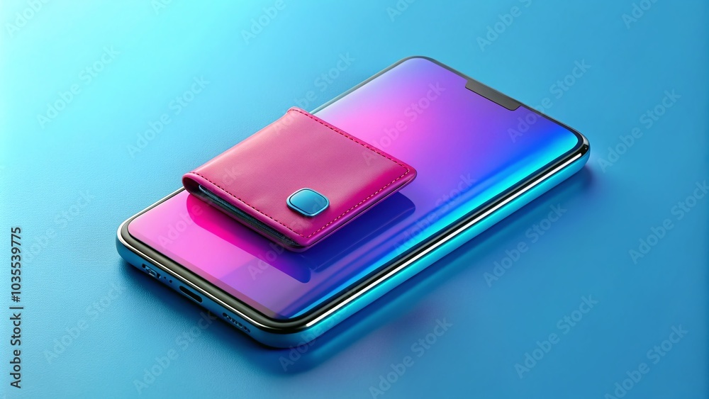 Sleek Smartphone with Vibrant Display for Digital Wallet Showcase in Candid Photography Sleek Smartphone with Vibrant Display for Digital Wallet Showcase in Candid Photography