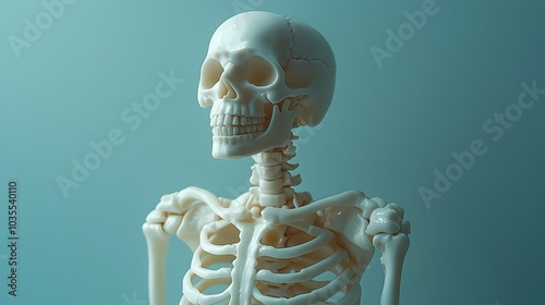 Adorable Cartoon 3D Skeleton on White Background with Soft Shadows