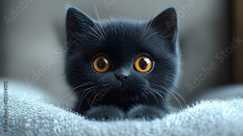 Adorable Playful 3D Black Cat on a Soft White Background with Studio Lighting