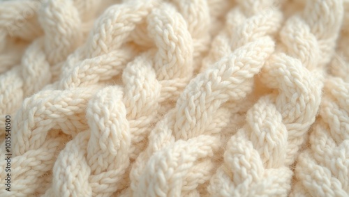 Cozy cream cable knit wool sweater texture