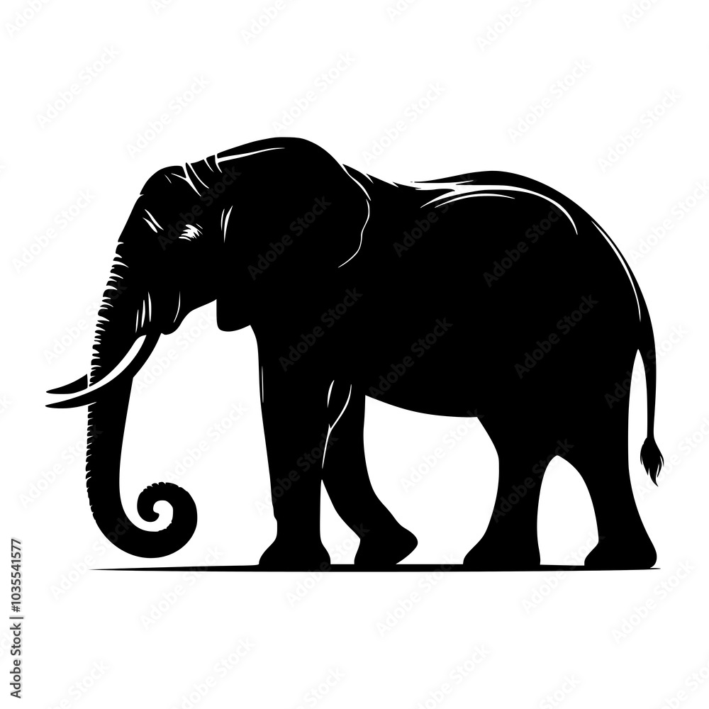 Elephant silhouette vector with white background Elephant silhouette vector with white background