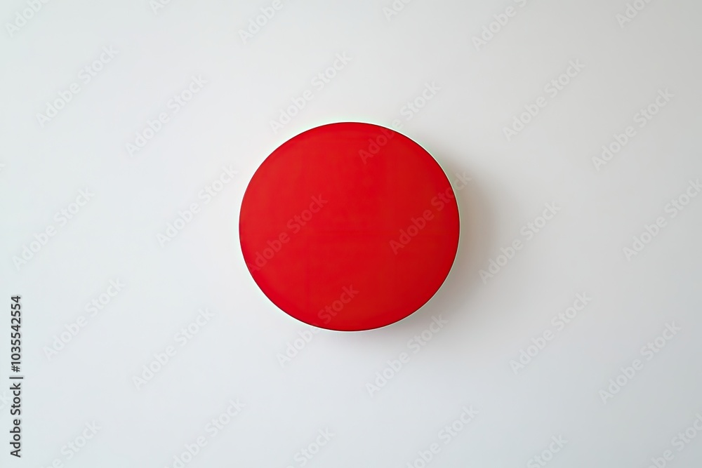 Minimalist art piece featuring a single red circle on a stark white background Minimalist art piece featuring a single red circle on a stark white background