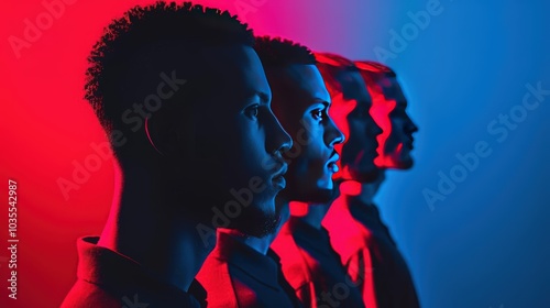 A Close-up Shot of a Abstract group of individuals with radiant color palettes