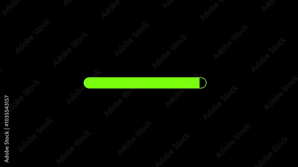 green loading bar with round corners on black background video