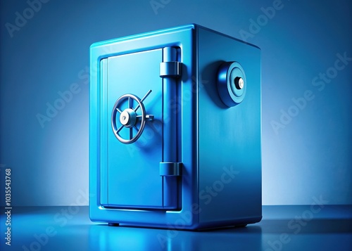 Monochrome Security: Surreal Blue Safe on Abstract Background