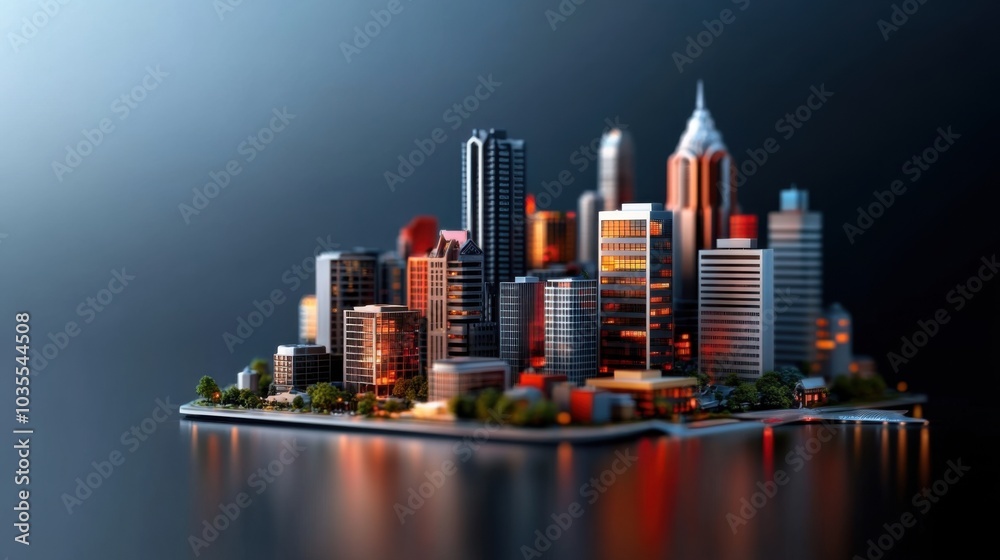 Fototapeta premium Futuristic City Illustration in Vibrant Colors