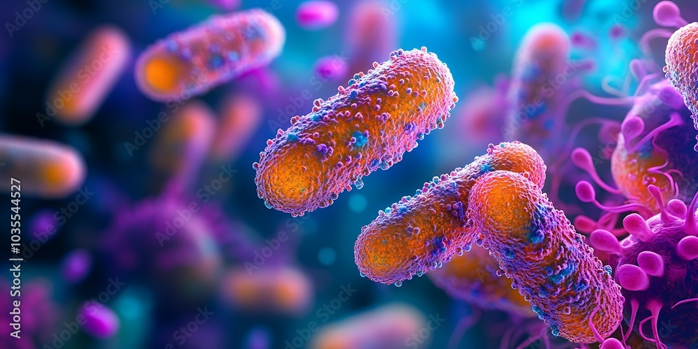 Close-up of bacteria under a microscope Close-up of bacteria under a microscope
