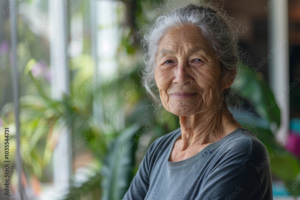 Portrait of a smiling active senior woman in sport clothes at home Portrait of a smiling active senior woman in sport clothes at home