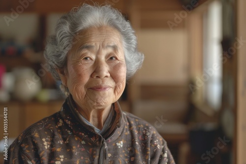 Portrait of a smiling active senior woman in sport clothes at home