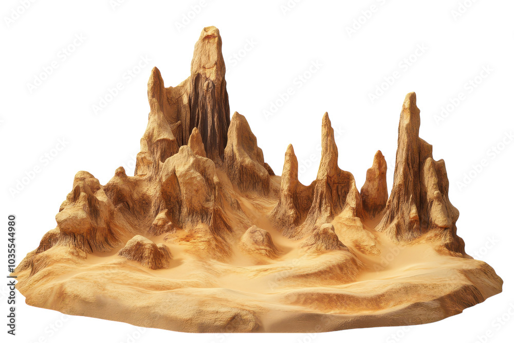 Fototapeta premium Explore the Mystical Alien Desert with Unique Rock Formations Perfect for Sci-Fi Themes and Imaginative Projects