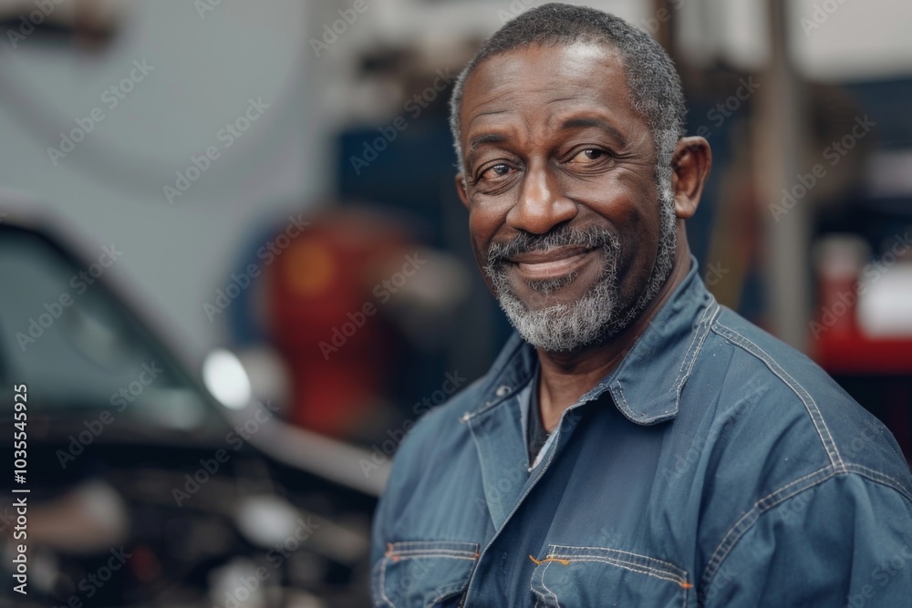 © Baba Images - Portrait of a smiling middle aged African American car mechanic © Baba Images - Portrait of a smiling middle aged African American car mechanic