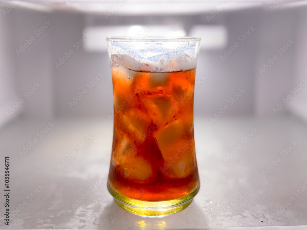 Asian food dishes peach iced tea in the refrigerator Asian food dishes peach iced tea in the refrigerator