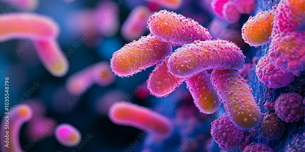 Naklejka premium Bacteria under microscope