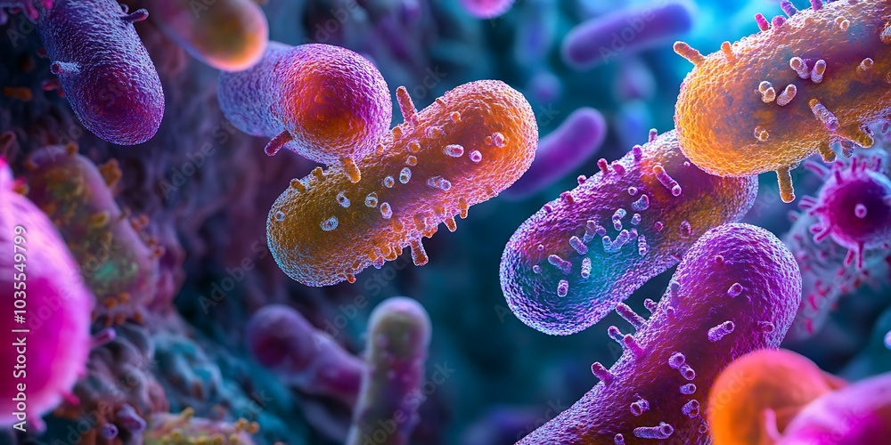 Fototapeta premium Close-up of bacteria under a microscope