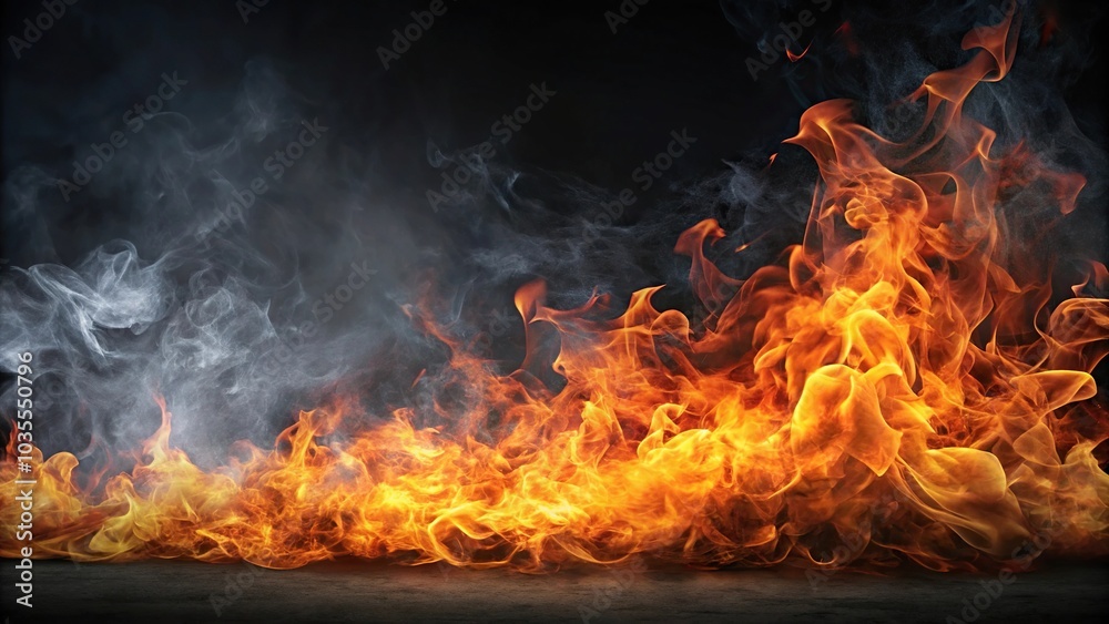 Abstract image of smoke and flames on black background Abstract image of smoke and flames on black background