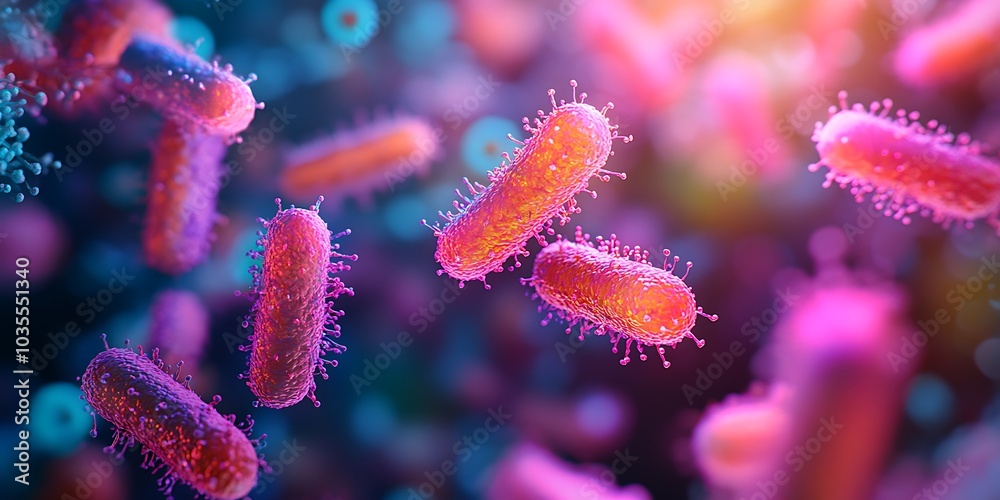 Fototapeta premium Close-up of bacteria under a microscope