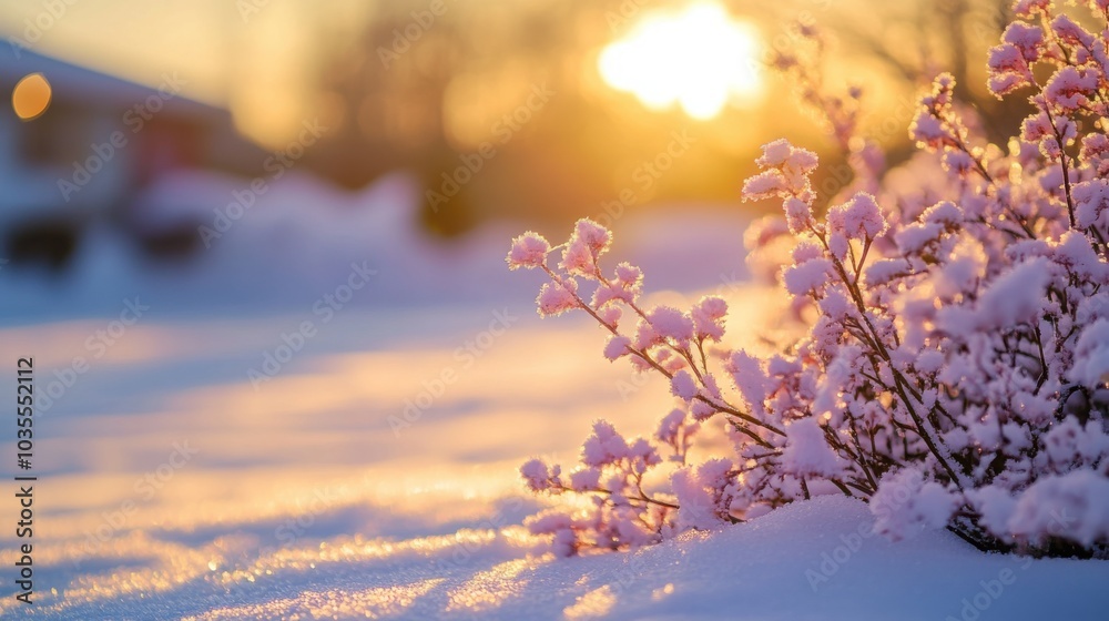 Peaceful Winter Snowy Landscape with Soft Bokeh Lights Peaceful Winter Snowy Landscape with Soft Bokeh Lights