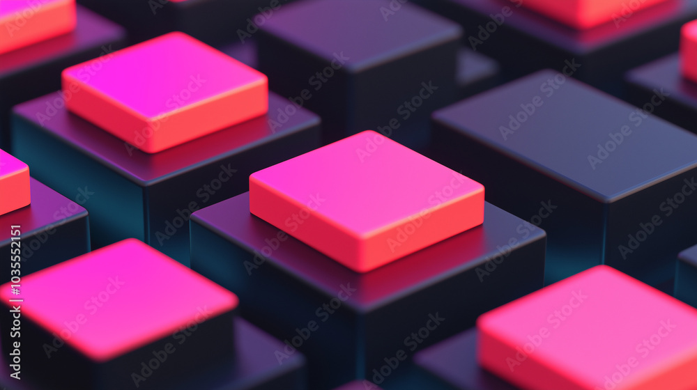 Abstract Geometric Pattern with Pink and Black Cubes Abstract Geometric Pattern with Pink and Black Cubes