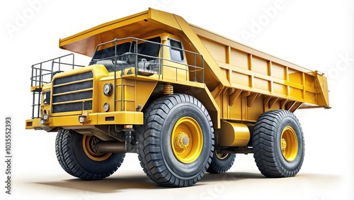 Vintage Mining Dump Truck Isolated On White Background