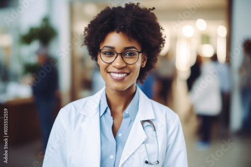 Portrait of a smiling female African American medical physician