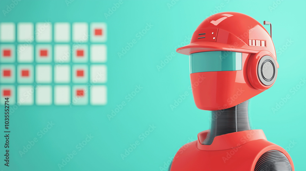 Red Robot with a Calendar Background Red Robot with a Calendar Background