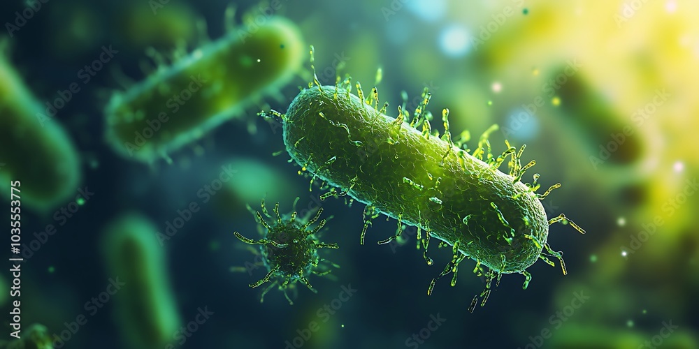 Naklejka premium Close-up of bacteria under a microscope