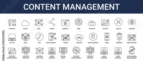 Content Management Icon Set Collection
