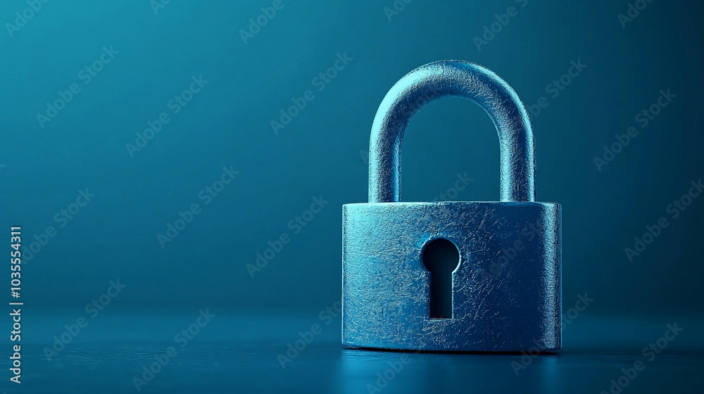 Fototapeta premium Minimalistic Blue Padlock Close-Up Photograph
