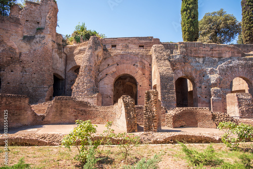 Detail of the Domus Tiberiana on the Palatine Hill above the Roman Forums. photo