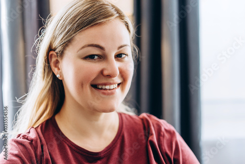 Portrait of beautiful young woman overweight, looking at camera Free Download Portrait of beautiful young woman overweight, looking at camera - GFXLoad