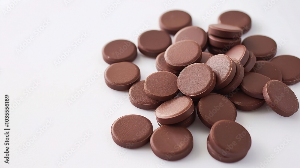 Brown herbal pill tablet on white background - a natural remedy in a simple yet striking presentation Brown herbal pill tablet on white background - a natural remedy in a simple yet striking presentation