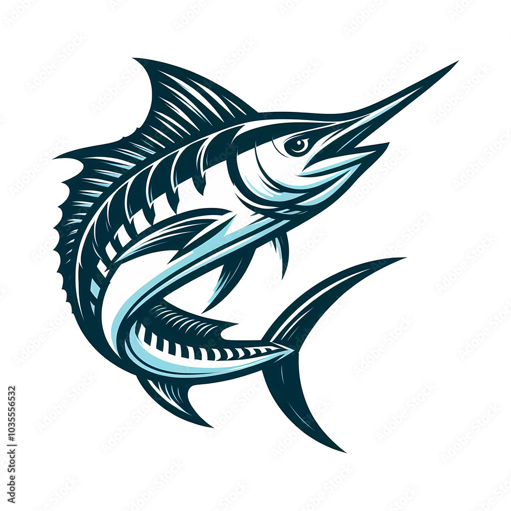 A Jumping Blue Marlin Fish Vector Illustration A Jumping Blue Marlin Fish Vector Illustration