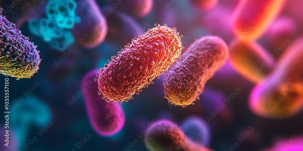 Naklejka premium Close-up of bacteria under a microscope