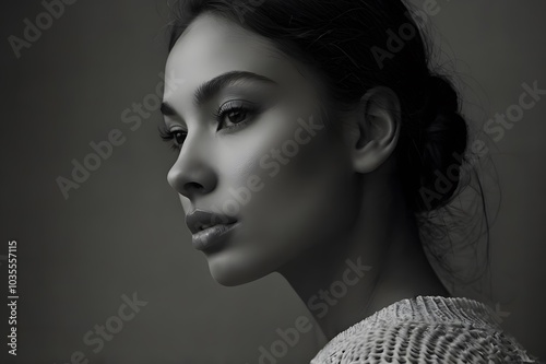 black and white portrait of a woman