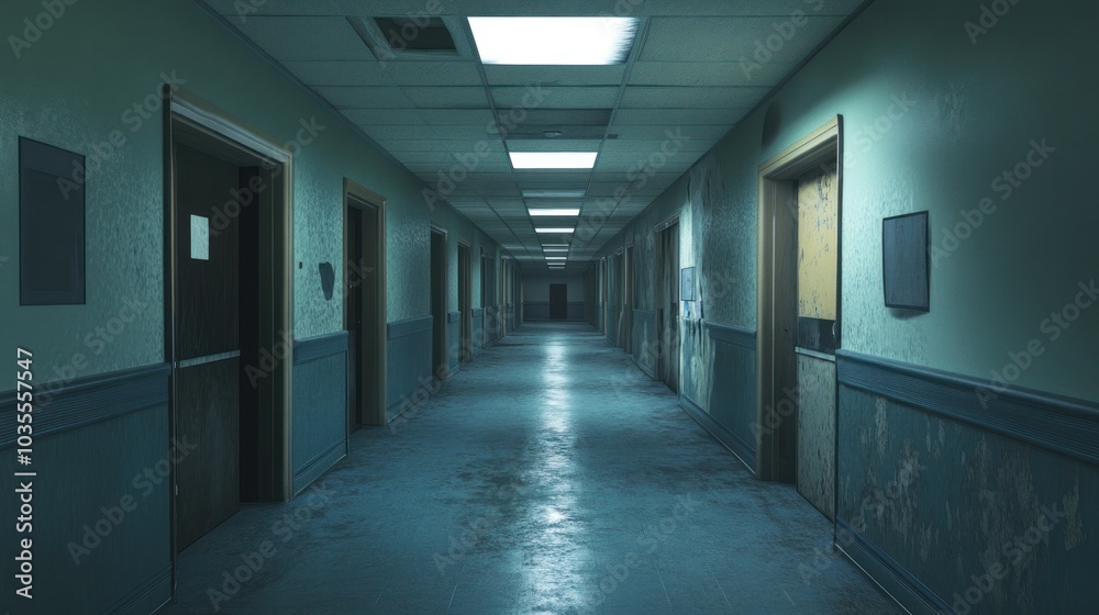Empty hospital corridors and administration offices Empty hospital corridors and administration offices