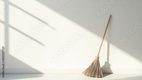 witch broom against white background photo