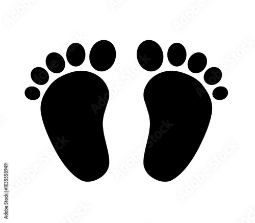 baby footprint icon. vector human baby footprints on white background
