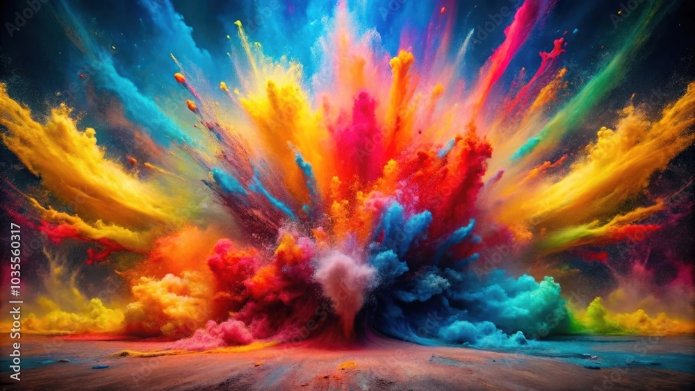 A vibrant explosion of colorful powder creates a stunning spectacle of swirling hues and ethereal shapes, evoking a sense of boundless energy and artistic expression. A vibrant explosion of colorful powder creates a stunning spectacle of swirling hues and ethereal shapes, evoking a sense of boundless energy and artistic expression.