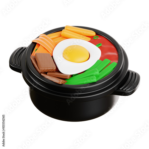 PNG 3D bibimbap illustration isolated on a white background photo