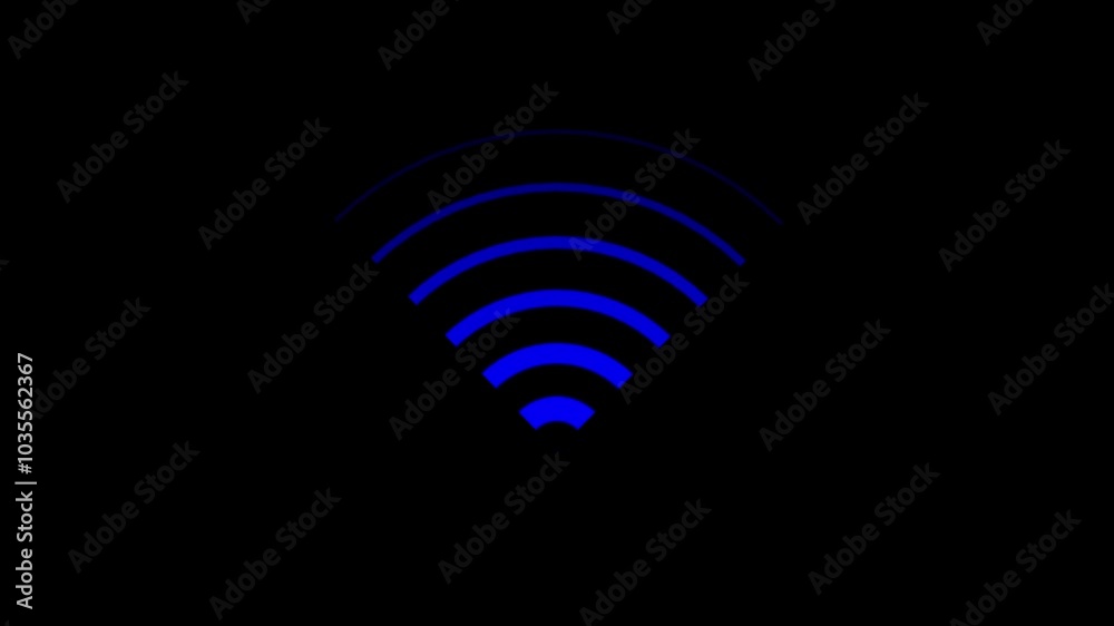 Animation of a WiFi signal icon on a BLACK screen background Animation of a WiFi signal icon on a BLACK screen background