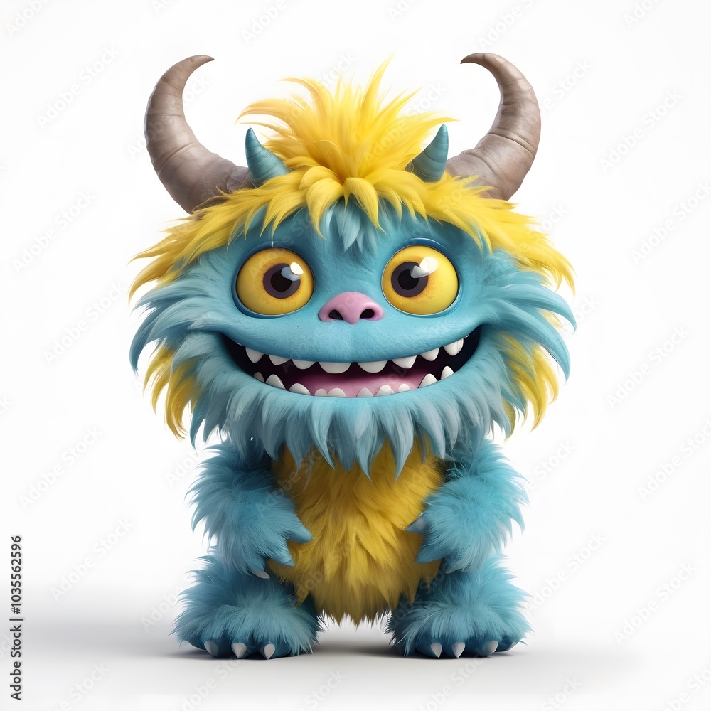 Naklejka premium Cute monster and demon on white background Created with Generative AI technology.