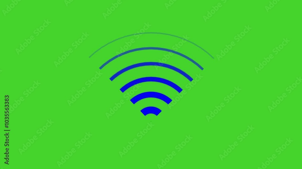 Animation of a WiFi signal icon on a green screen background Animation of a WiFi signal icon on a green screen background