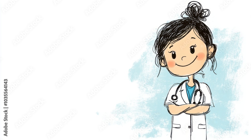 Cartoon Surgeon with Stethoscope on Clean Background Cartoon Surgeon with Stethoscope on Clean Background