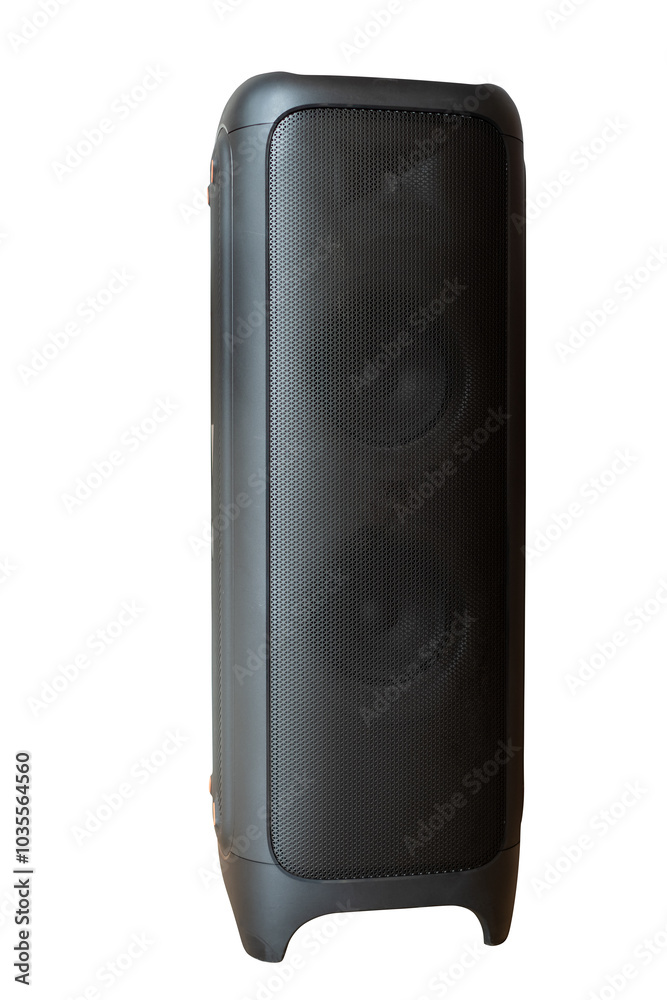 Front view of Large black Modern Audio Speakers Isolated on transparent background, Portable speakers use batteries to work, provide good sound, PNG File Front view of Large black Modern Audio Speakers Isolated on transparent background, Portable speakers use batteries to work, provide good sound, PNG File