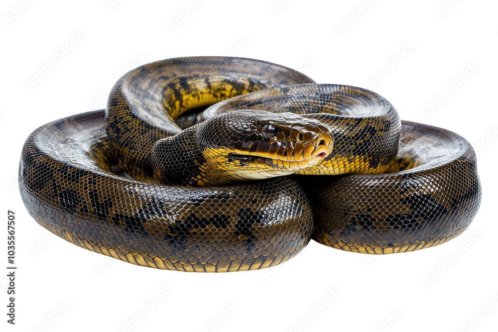 Obraz premium Anacondas Isolated on transparent Background for Educational and Promotional Use in Wildlife and Nature Conservation Materials