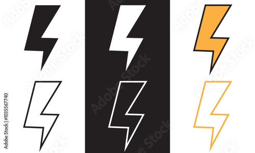 Thunder flat icon. Vector illustration isolated on white and black background. EPS 10