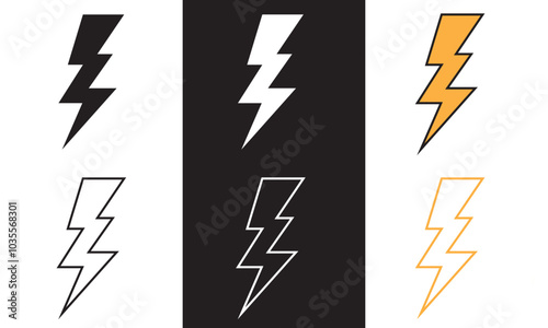 Thunder flat icon. Vector illustration isolated on white and black background. EPS 10