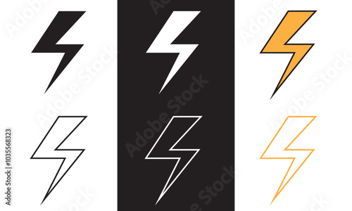 Thunder flat icon. Vector illustration isolated on white and black background. EPS 10